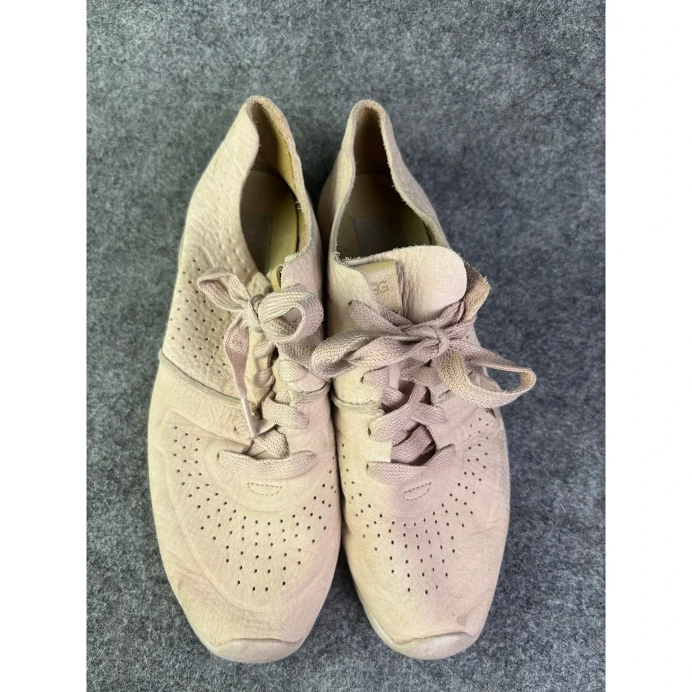 UGG Tye Sneakers Womens‎ 8.5 Pink Leather Perforated Low Top 1016674